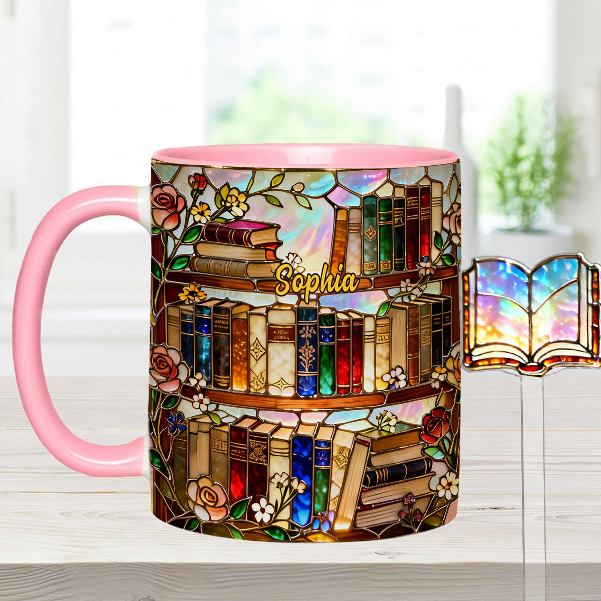 Love Books - Personalized Book Set Accent Mug with Acrylic Stirrers