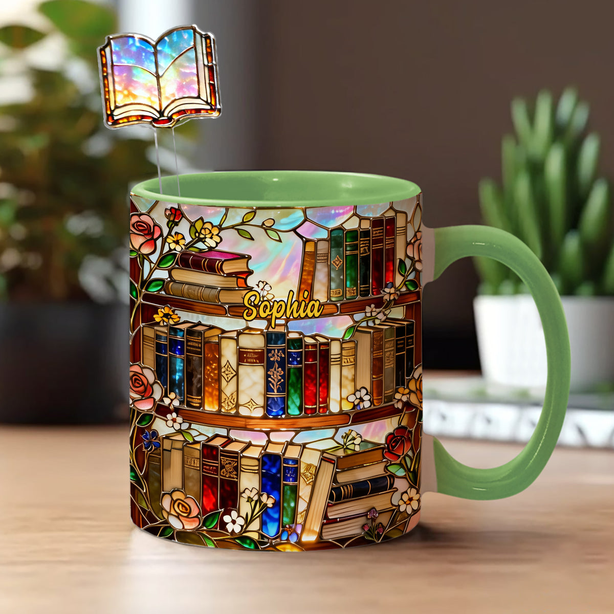 Love Books - Personalized Book Set Accent Mug with Acrylic Stirrers