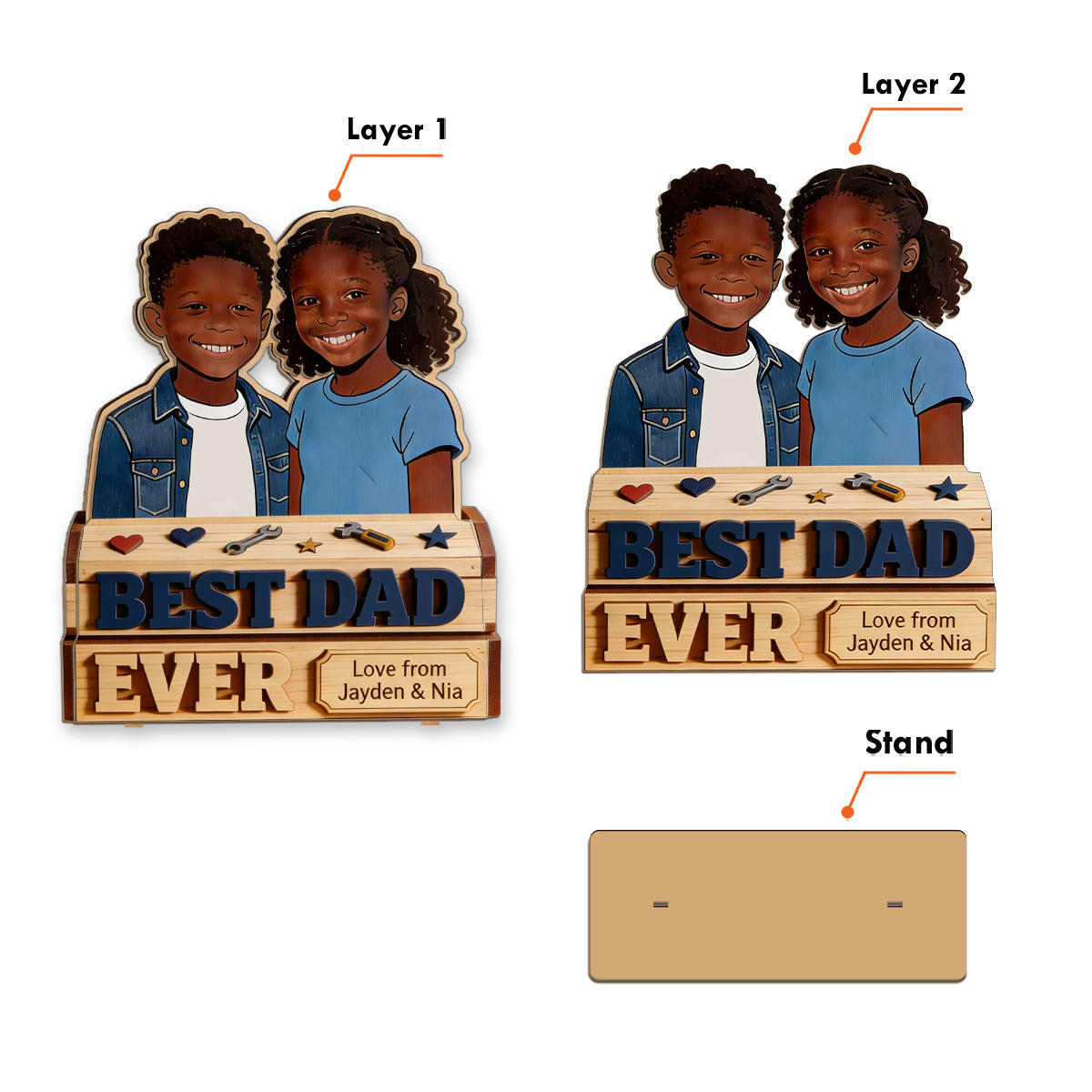 Cadeau de la Fête des Pères pour Papa, Papi - Père Personnalisé 2 Couches Grand Autonome