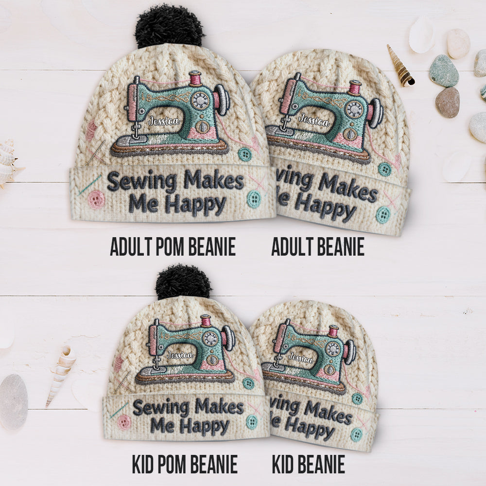 Nähen macht mich glücklich - Personalisierte Nähmütze