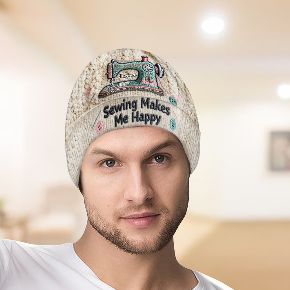 Nähen macht mich glücklich - Personalisierte Nähmütze