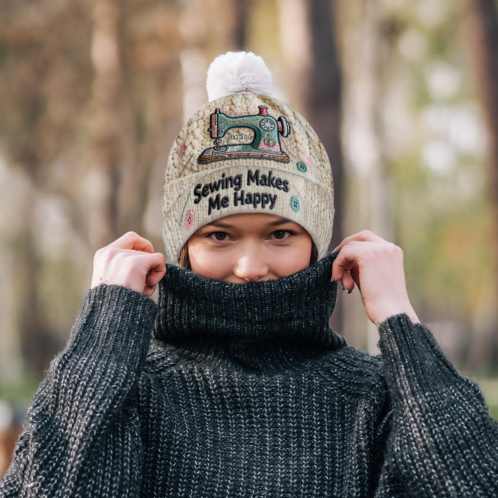 Nähen macht mich glücklich - Personalisierte Nähmütze