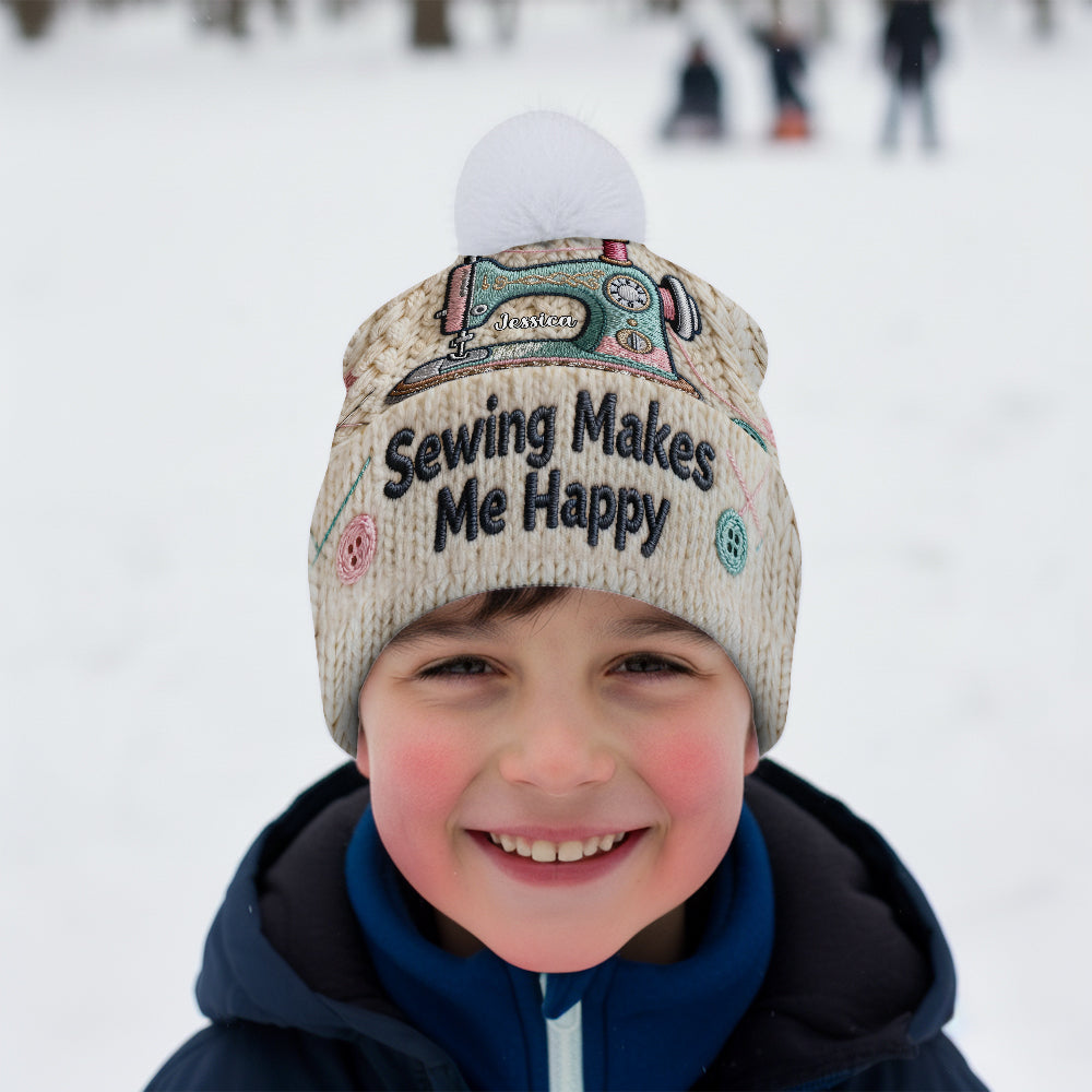 Nähen macht mich glücklich - Personalisierte Nähmütze