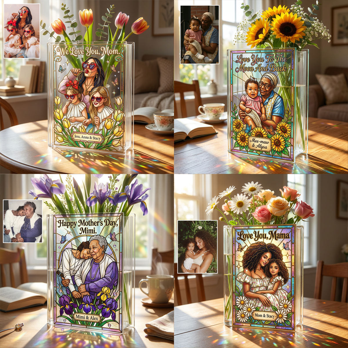 Unique Gift For Mother's Day, Gift For Her - Personalized Grandma Book Vase