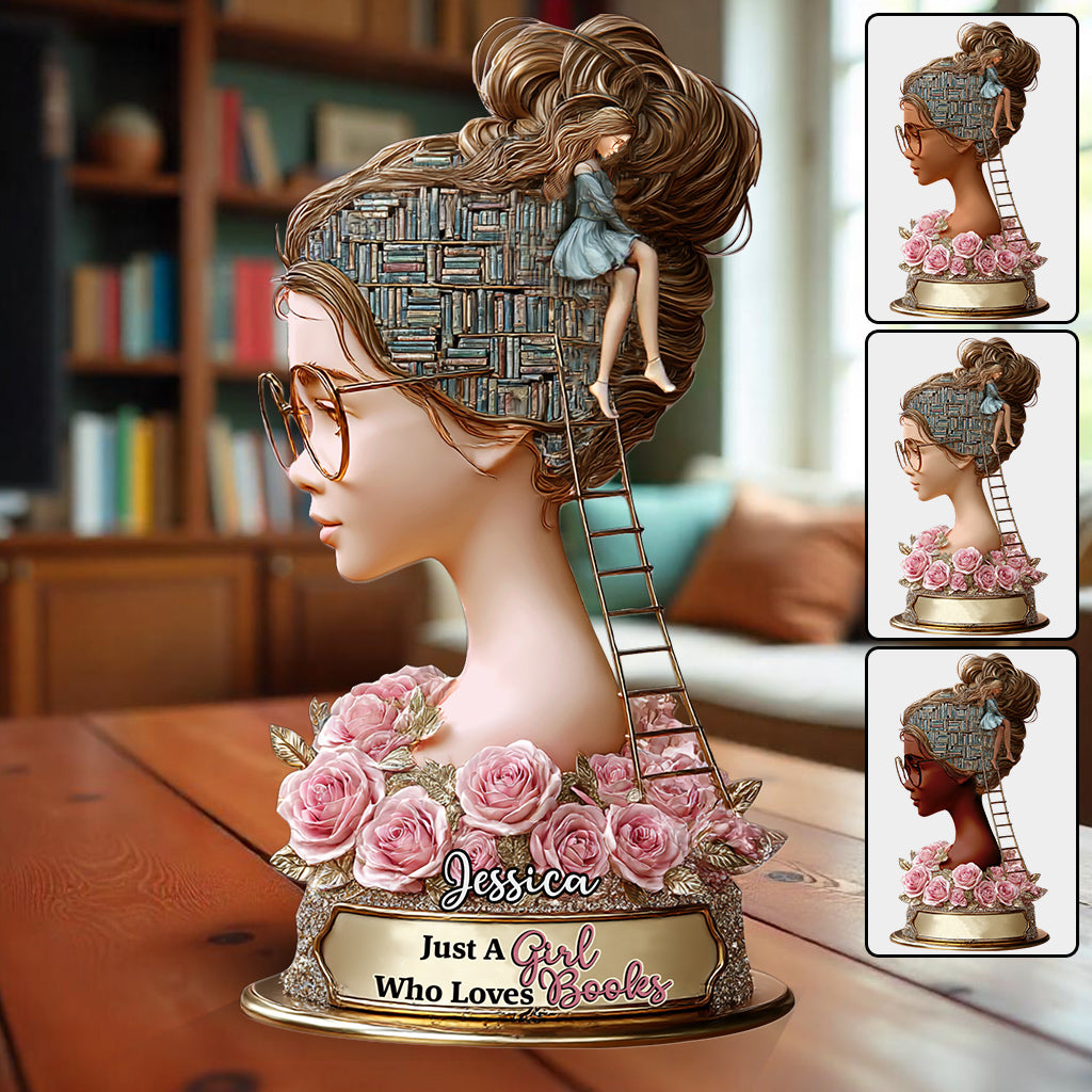 Just A Girl Who Loves Book - Personalized Book Custom Shaped Acrylic Plaque