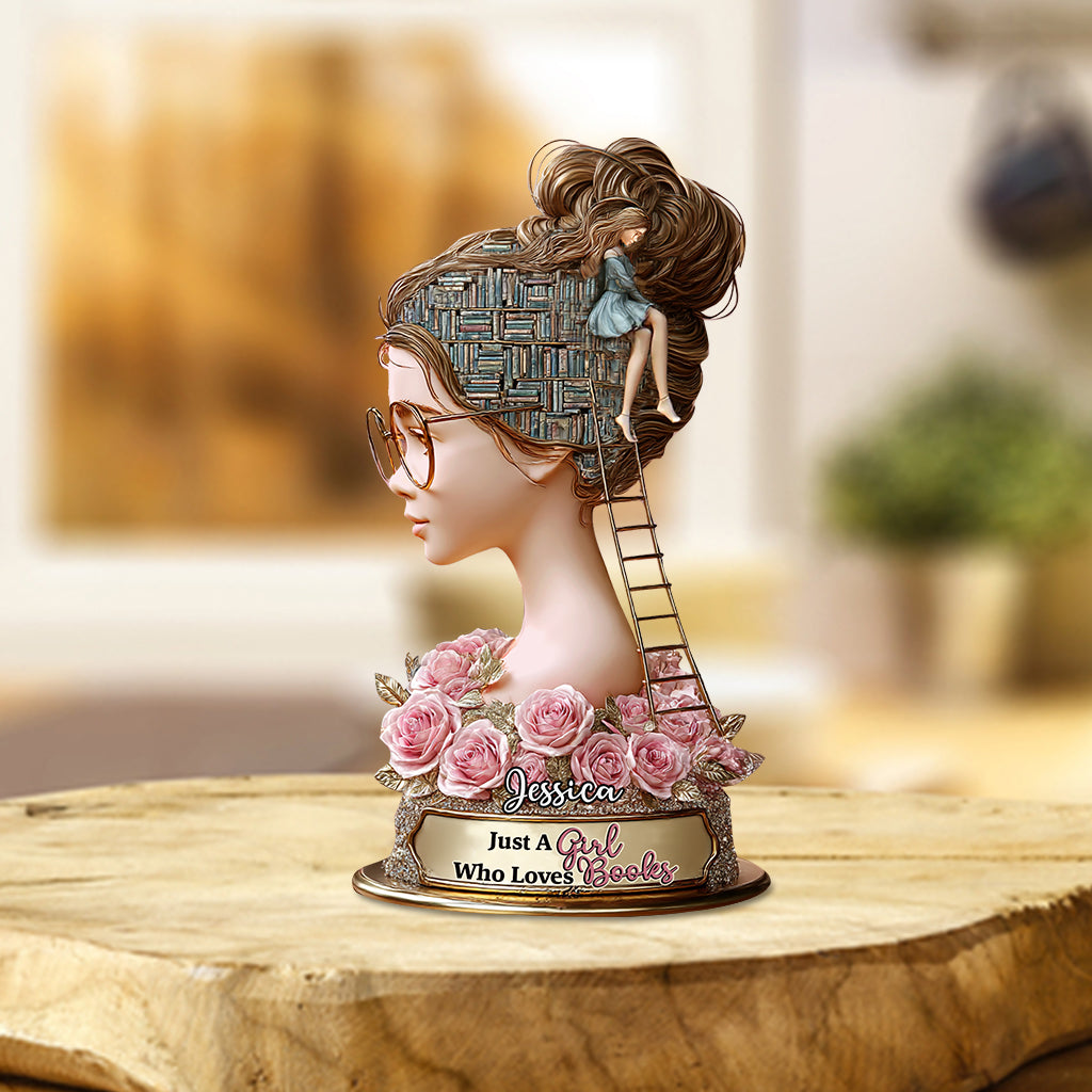 Just A Girl Who Loves Book - Personalized Book Custom Shaped Acrylic Plaque