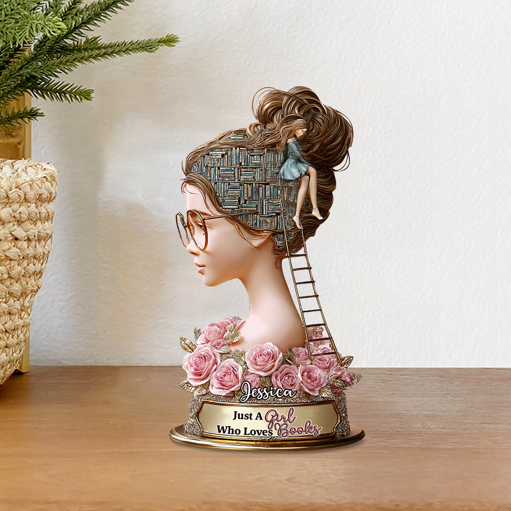 Just A Girl Who Loves Book - Personalized Book Custom Shaped Acrylic Plaque