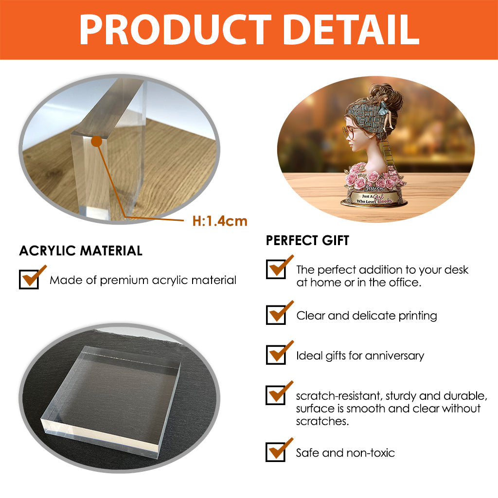 Just A Girl Who Loves Book - Personalized Book Custom Shaped Acrylic Plaque