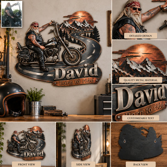 Biker Gift - Personalized Biker 3D Printed Cut Metal Sign