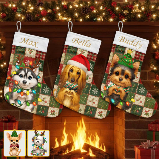 Chaussettes de Noël personnalisées pour chiens mignons