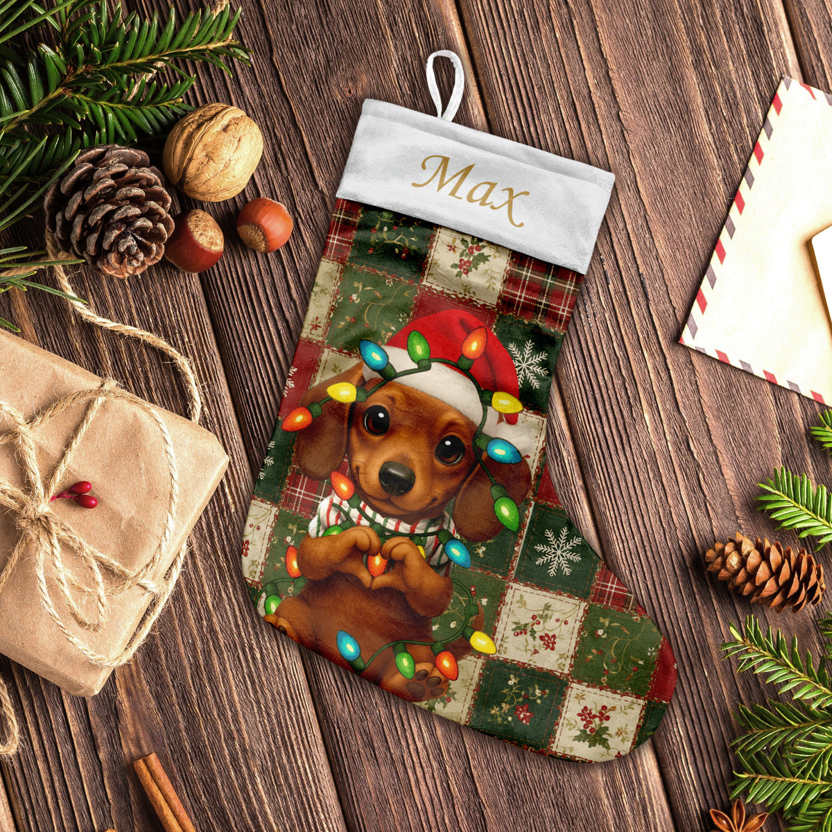 Chaussettes de Noël personnalisées pour chiens mignons