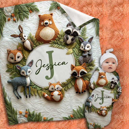 Cute Animals Baby Blanket - Personalized Newborn Blanket