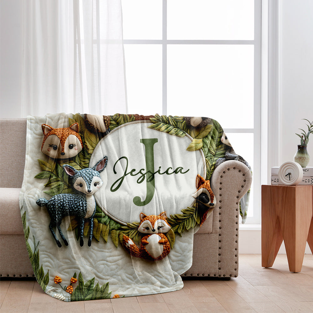 Cute Animals Baby Blanket - Personalized Newborn Blanket