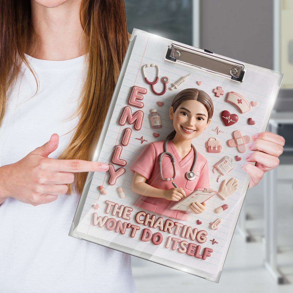 Die Chartierung macht sich nicht von selbst - Personalisierte Krankenschwester-Clipboard