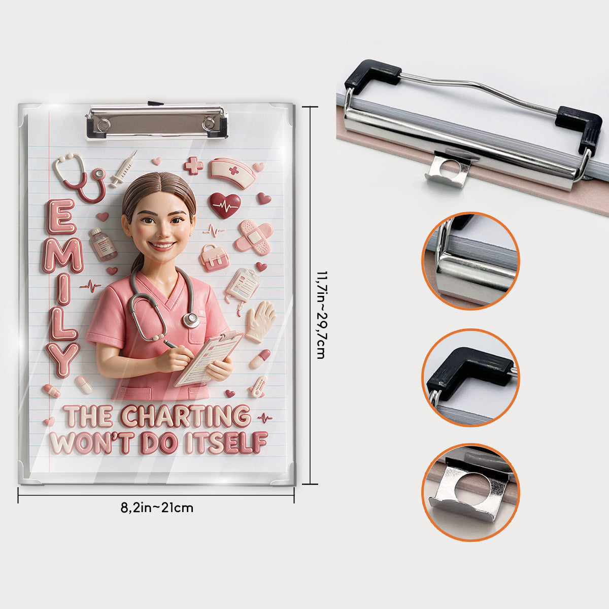 Die Chartierung macht sich nicht von selbst - Personalisierte Krankenschwester-Clipboard