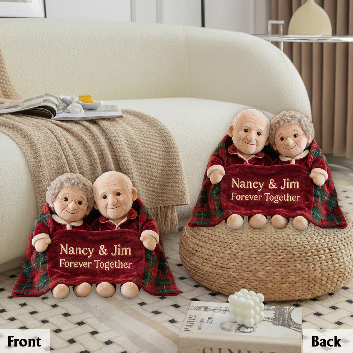 Wrapped in Love This Christmas - Personalized Couple Premium Faux Fur Pillow