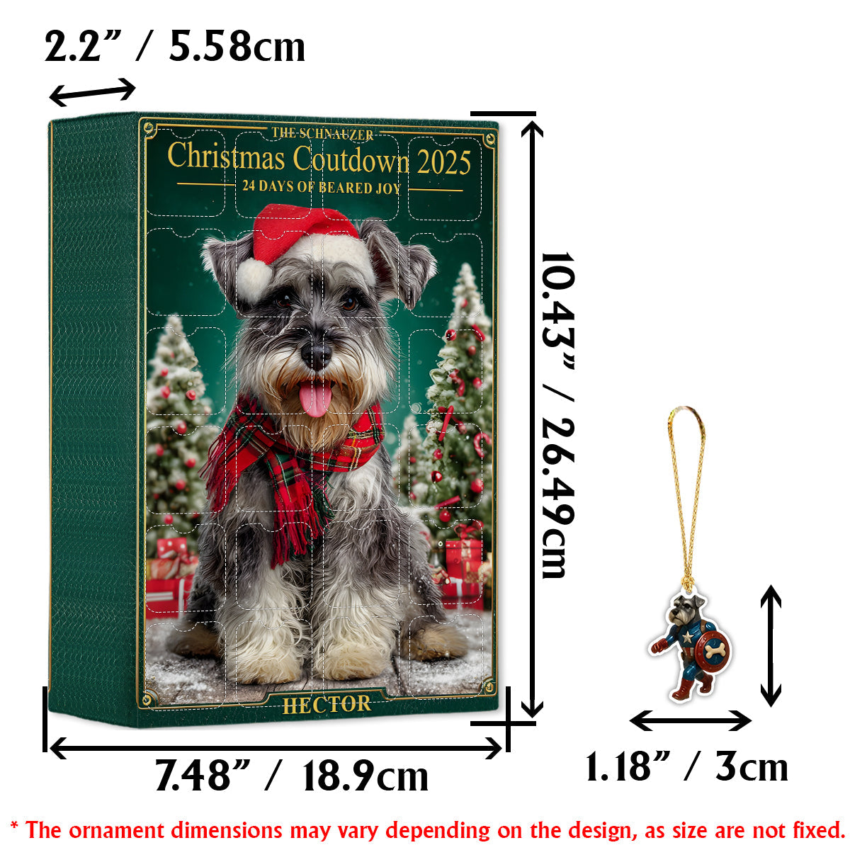 Love My Schnauzer - Personalized Schnauzer Advent Calendar With Ornaments