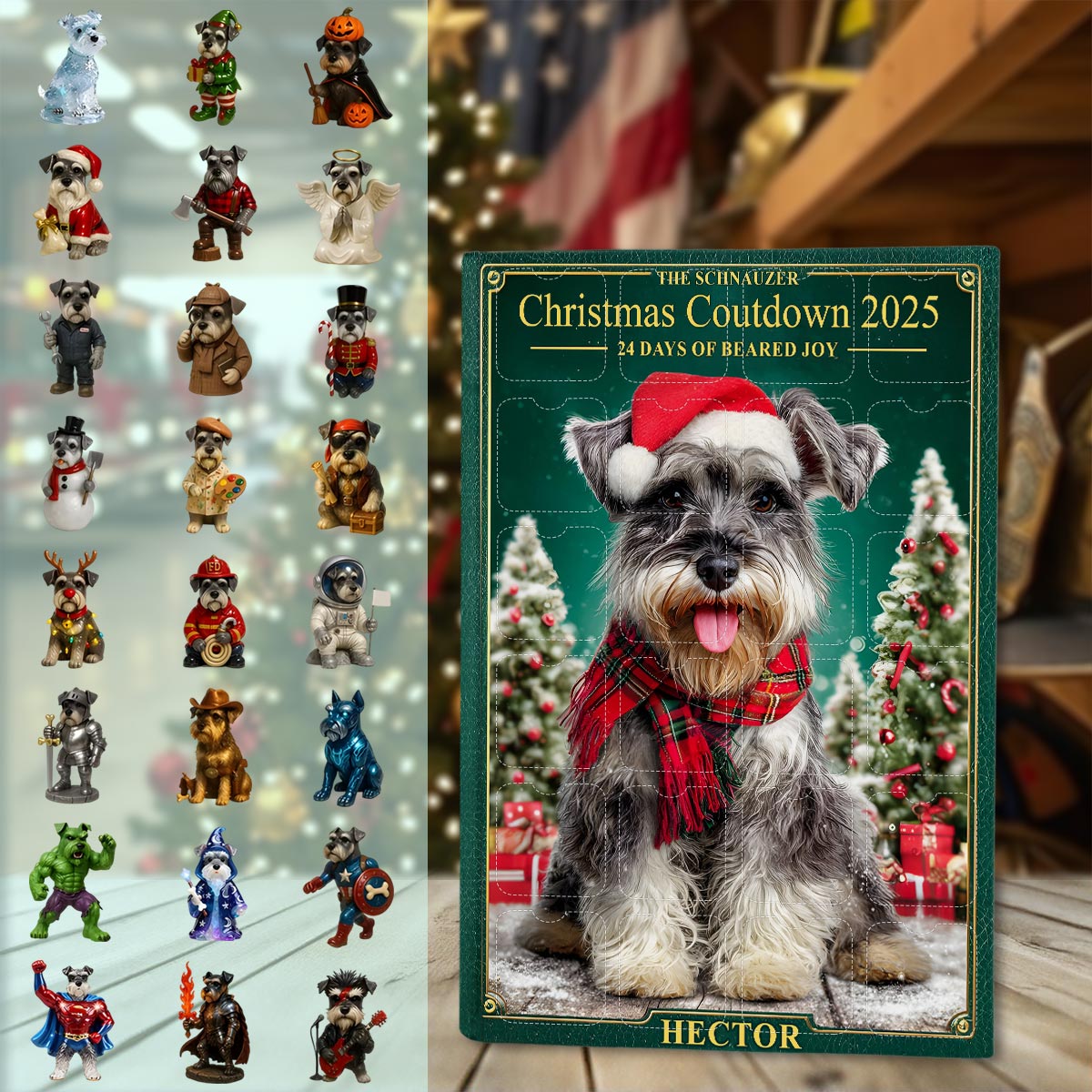 Love My Schnauzer - Personalized Schnauzer Advent Calendar With Ornaments