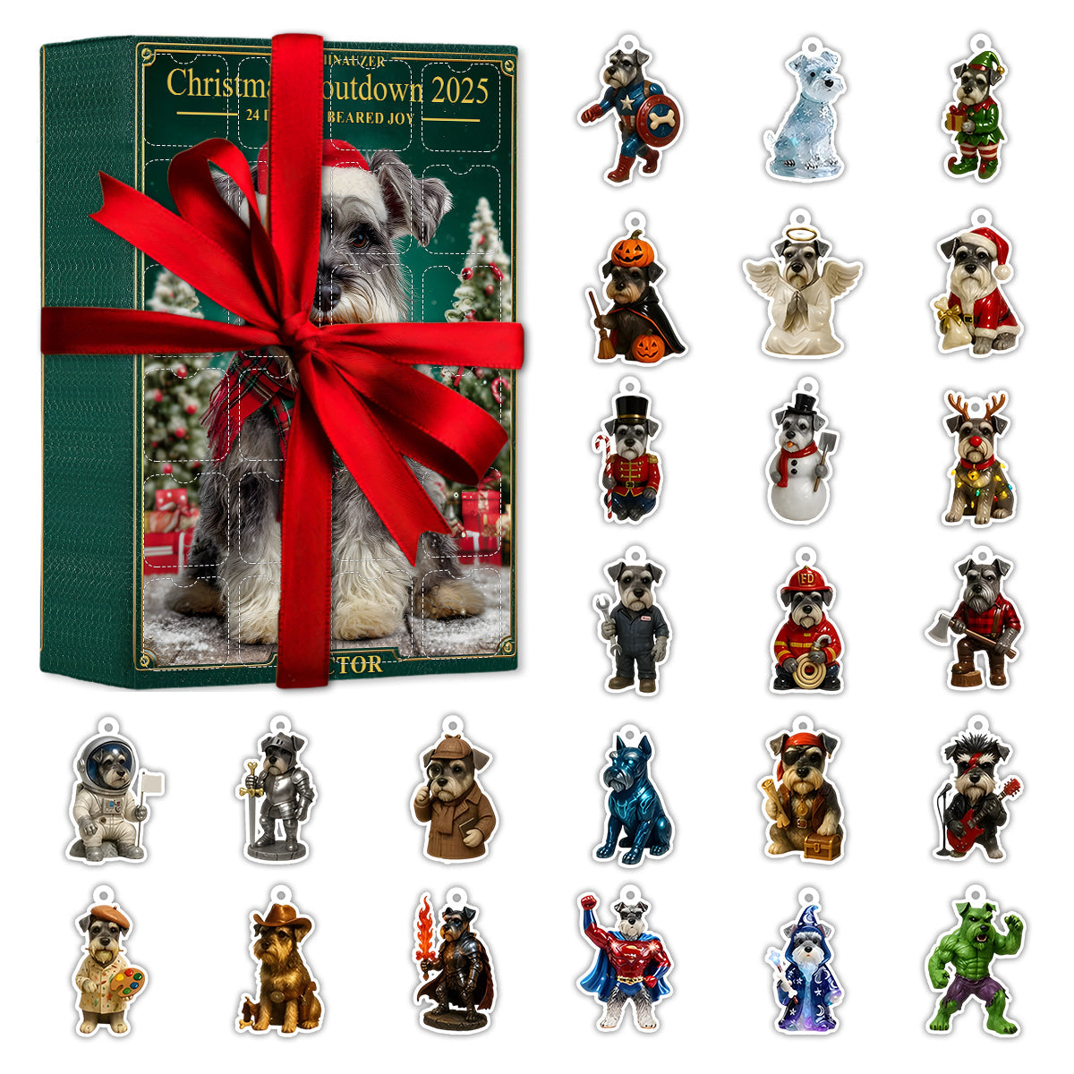 Love My Schnauzer - Personalized Schnauzer Advent Calendar With Ornaments