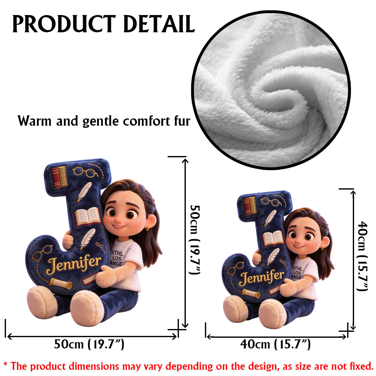 Bibliothèque Alphabet Confortable - Coussin en forme de livre personnalisé en fausse fourrure