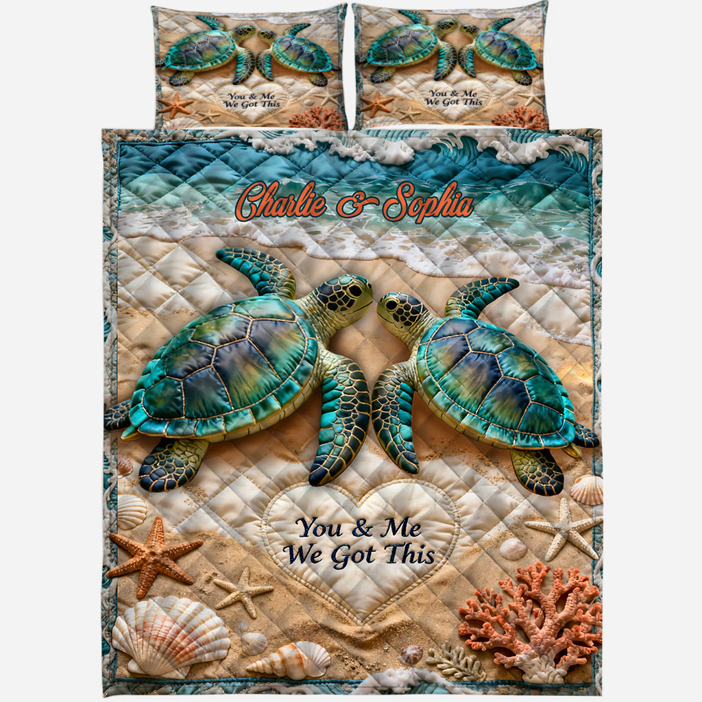 You & Me We Got This - Personalized Turtle Quilt Set