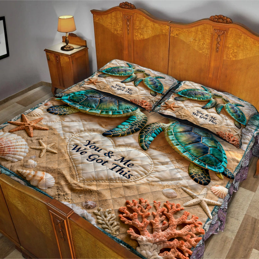 You & Me We Got This - Personalized Turtle Quilt Set