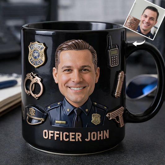 Mug personnalisé avec caricature humoristique à partir de n'importe quelle photo - Mug personnalisé pour policier