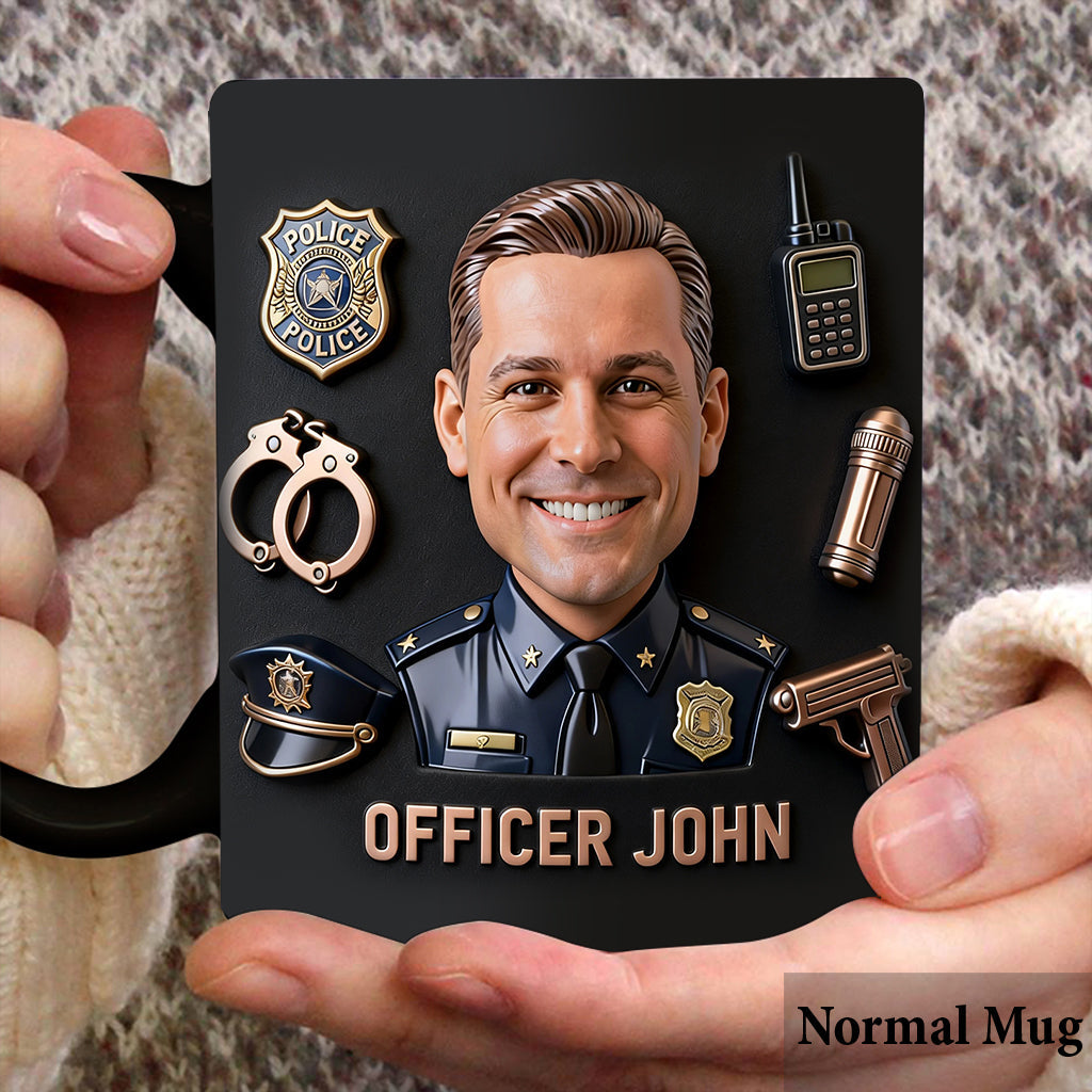 Funny Caricature Custom Mug From Any Photo - Personalized Police Officer Mug