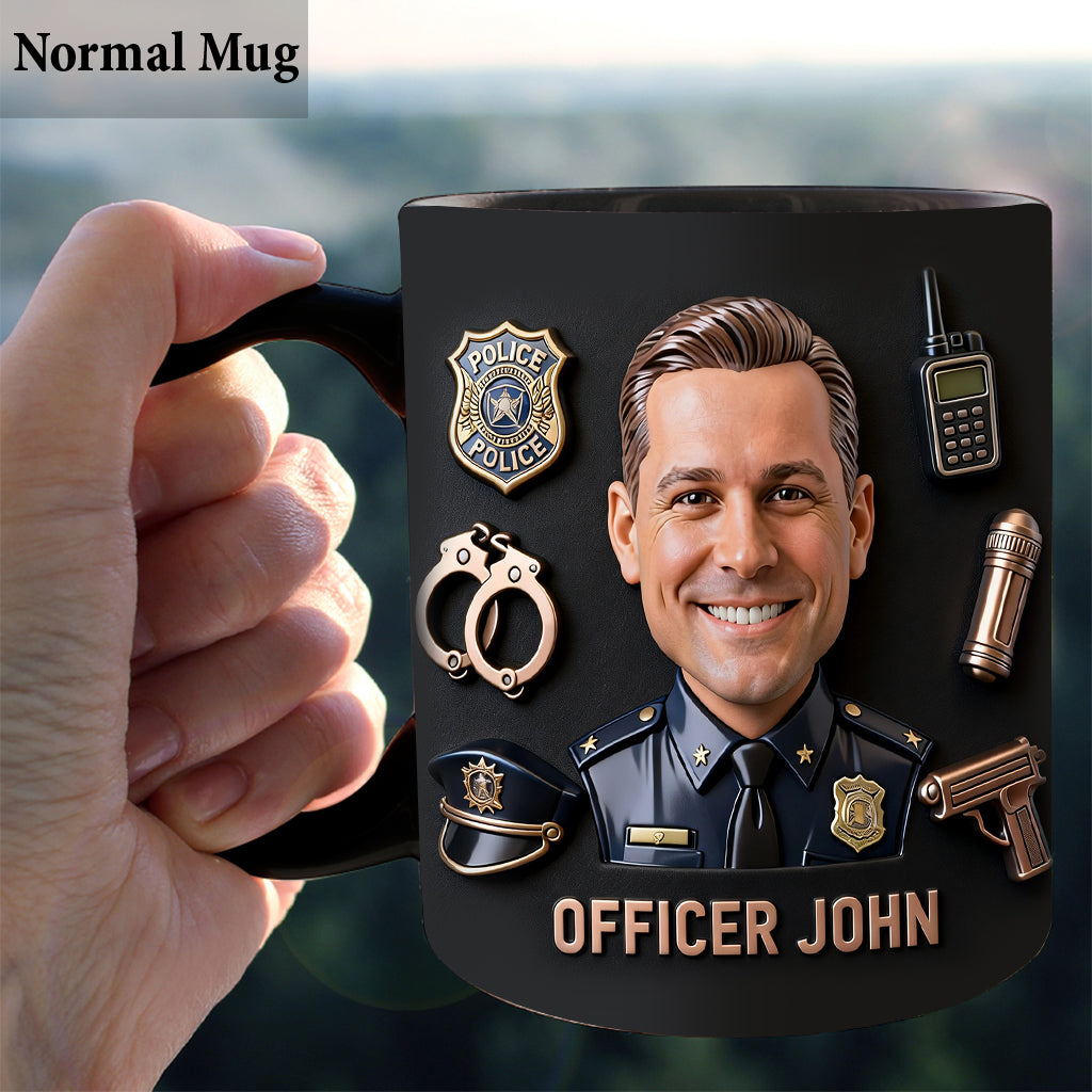 Funny Caricature Custom Mug From Any Photo - Personalized Police Officer Mug