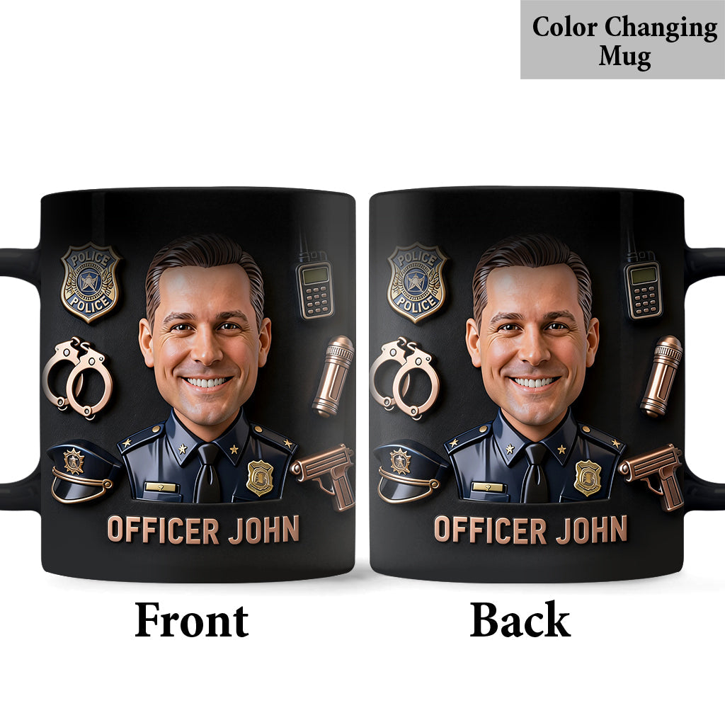 Funny Caricature Custom Mug From Any Photo - Personalized Police Officer Mug