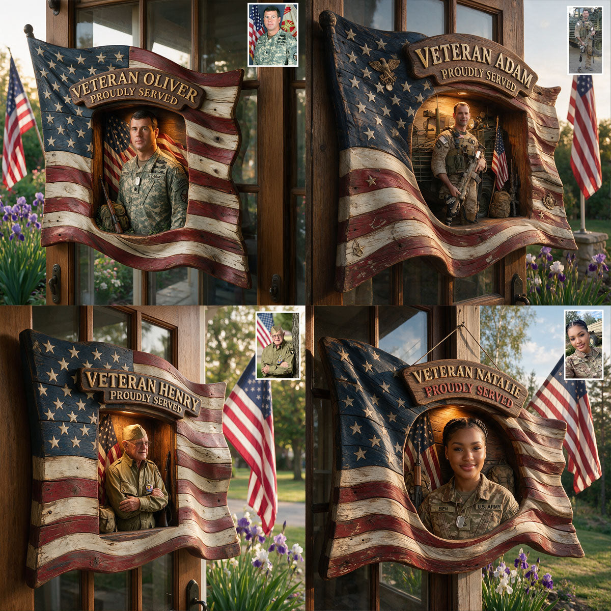 Proudly Served - Personalized Veteran Custom Shaped Wood Sign