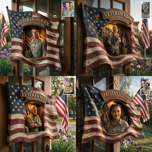 Proudly Served - Personalized Veteran Custom Shaped Wood Sign