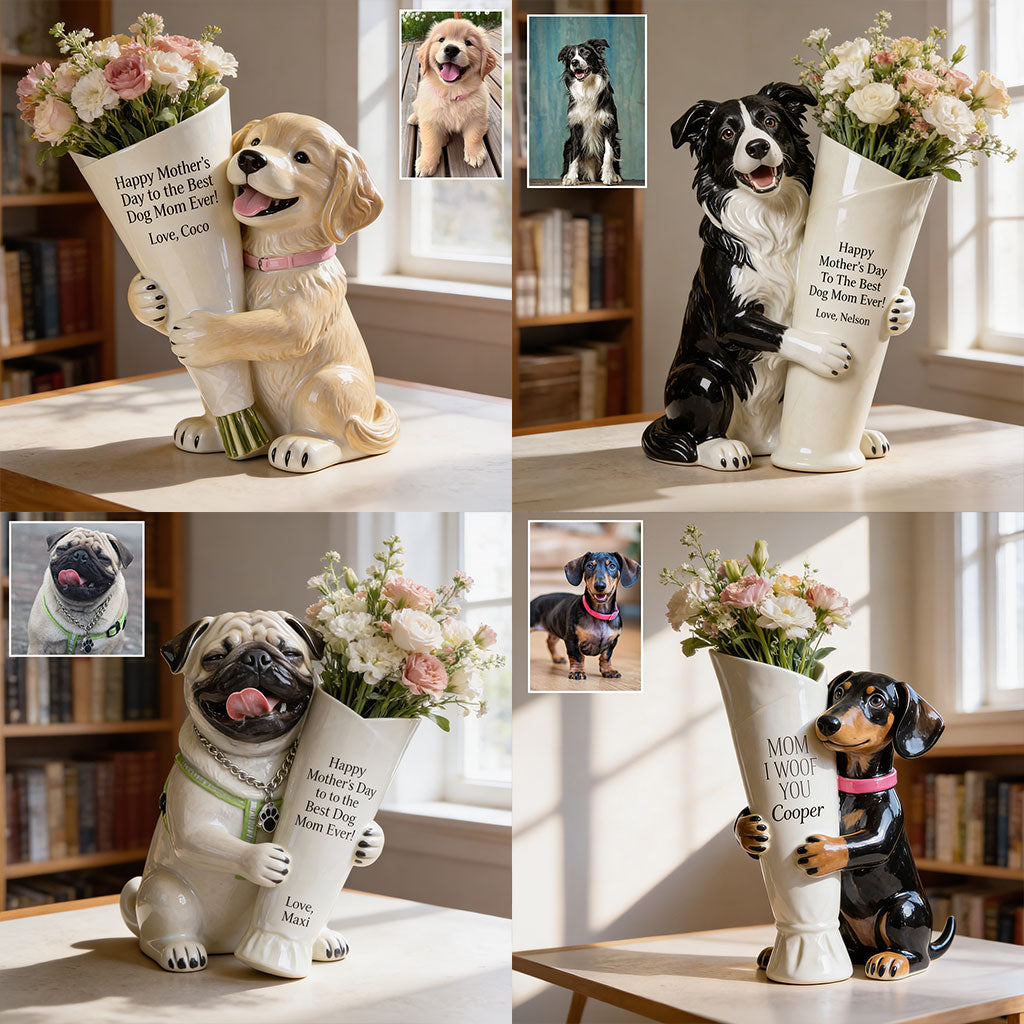 Blumenstrauß Vase - Perfektes Geschenk für Hundemama - Personalisierte Hund Acryl Blumen Vase