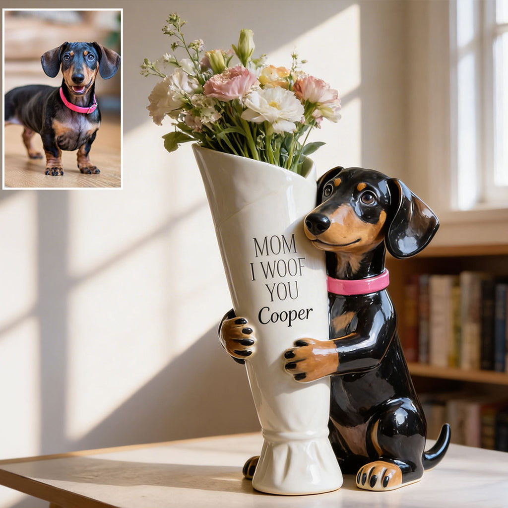 Blumenstrauß Vase - Perfektes Geschenk für Hundemama - Personalisierte Hund Acryl Blumen Vase