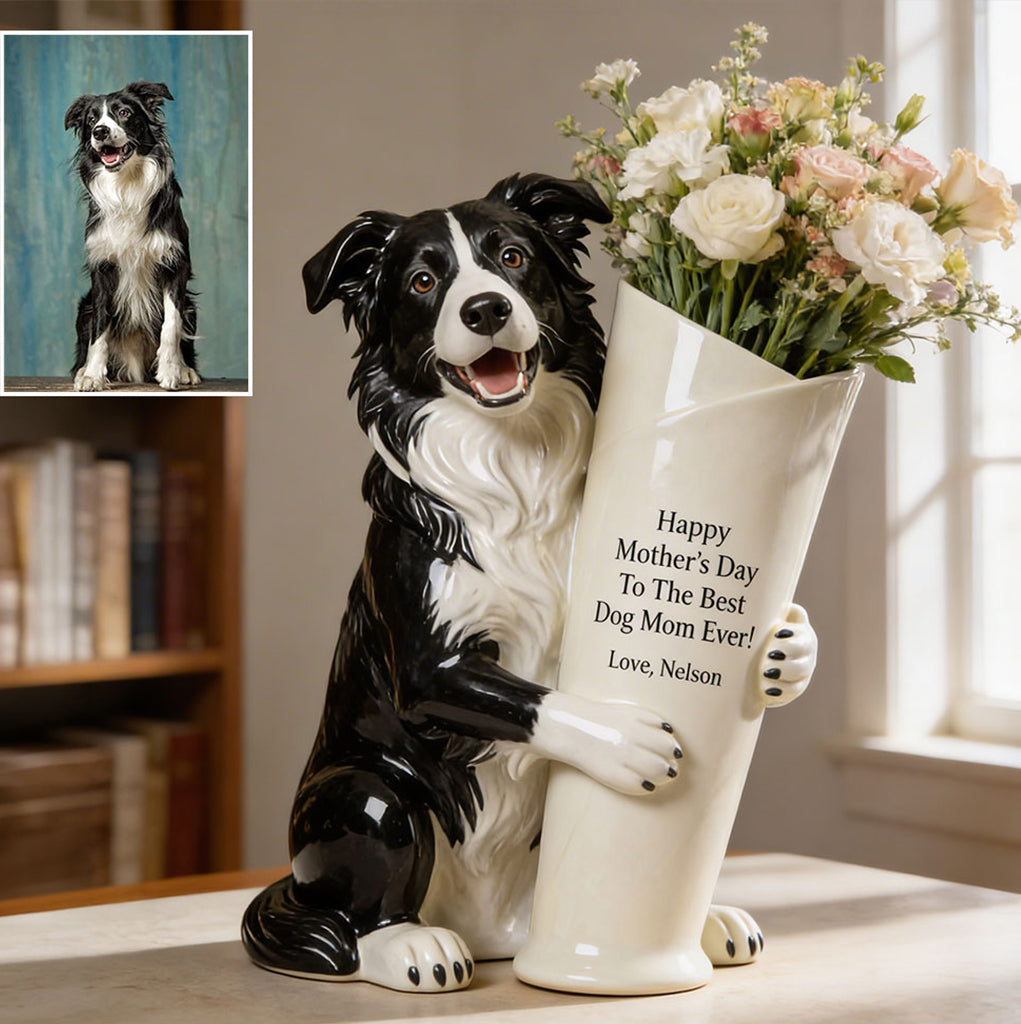 Blumenstrauß Vase - Perfektes Geschenk für Hundemama - Personalisierte Hund Acryl Blumen Vase