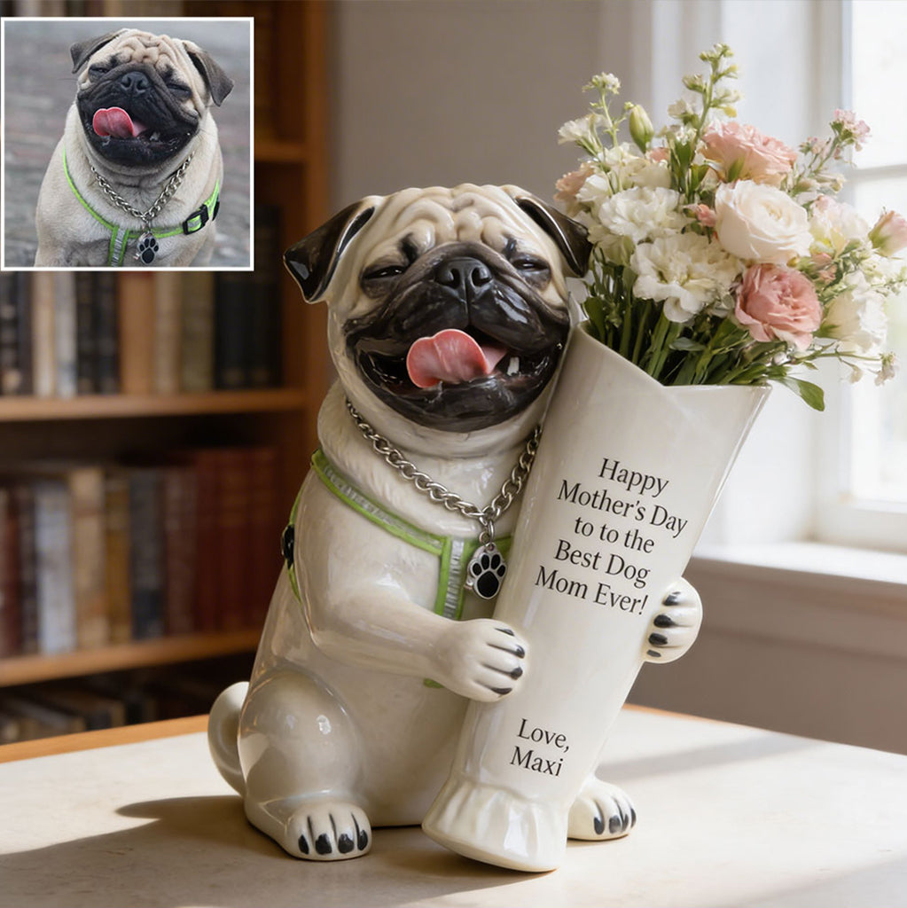 Blumenstrauß Vase - Perfektes Geschenk für Hundemama - Personalisierte Hund Acryl Blumen Vase