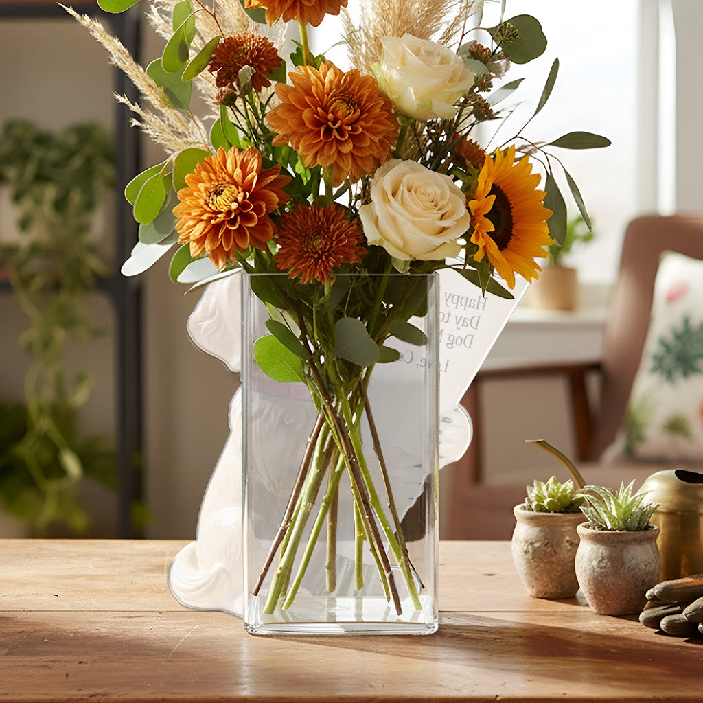 Blumenstrauß Vase - Perfektes Geschenk für Hundemama - Personalisierte Hund Acryl Blumen Vase