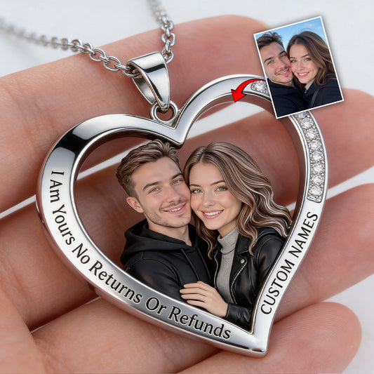 Custom From Any Photo - Personalized Couple Shaped Metal Pendant Necklace