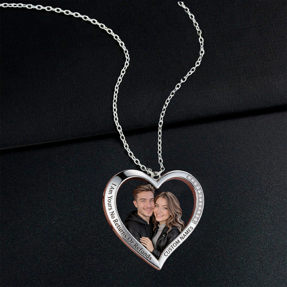 Custom From Any Photo - Personalized Couple Shaped Metal Pendant Necklace