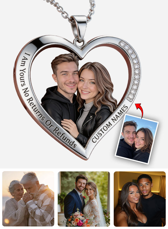 Custom From Any Photo - Personalized Couple Shaped Metal Pendant Necklace