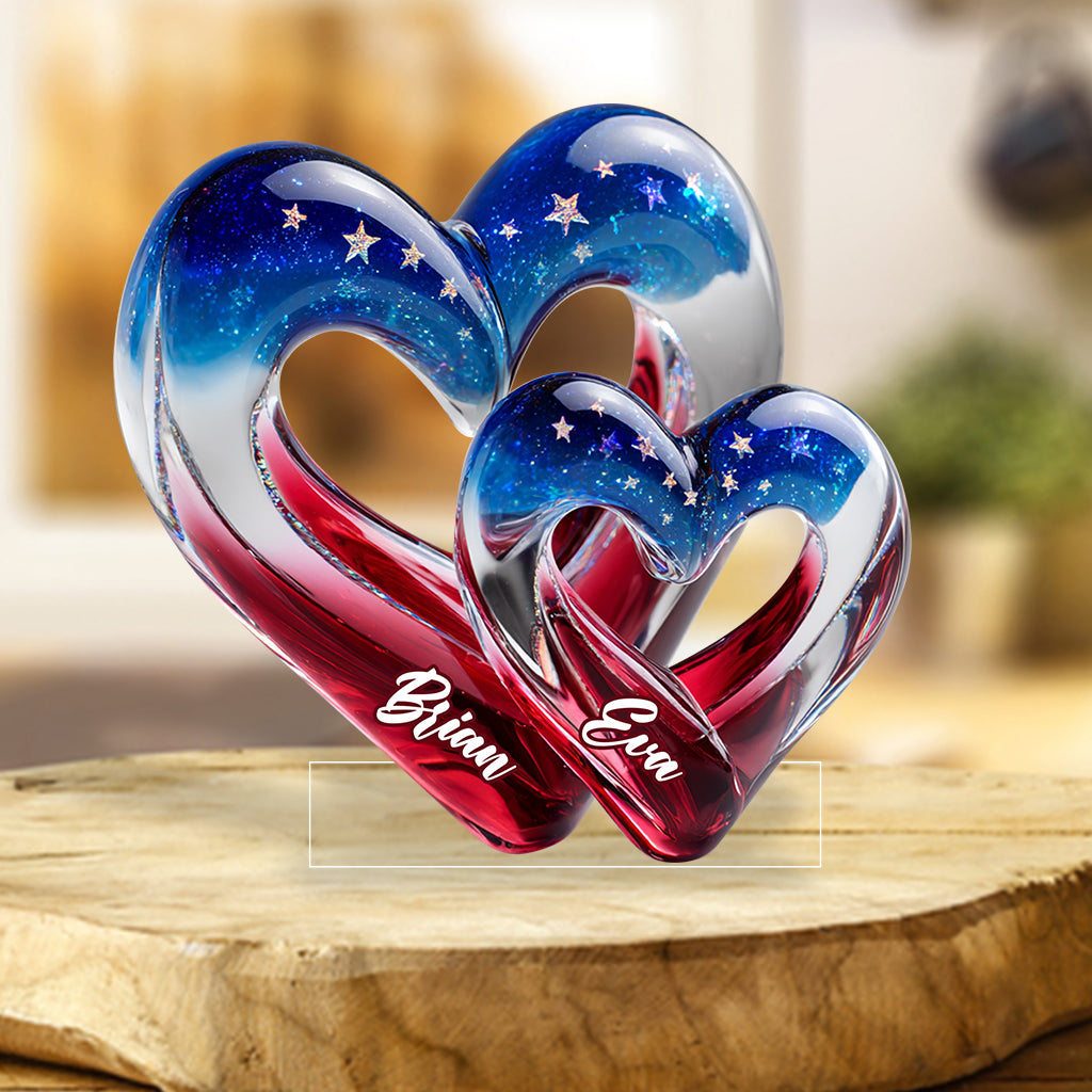 Two Hearts One Love - Personalized Couple Custom Shaped Acrylic Plaque
