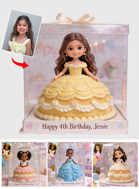 Princess Doll Birthday Cake - Personalized Kid Custom Shaped Acrylic Plaque