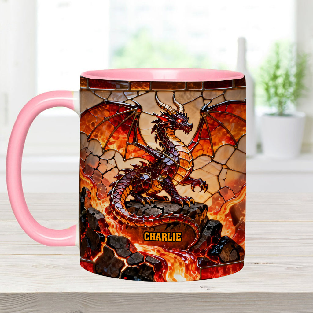 Mug et sous-verre personnalisés avec motif dragon de feu