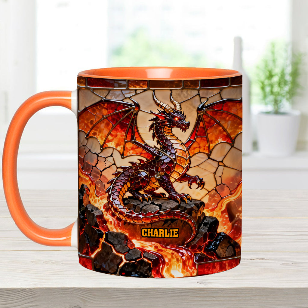 Mug et sous-verre personnalisés avec motif dragon de feu