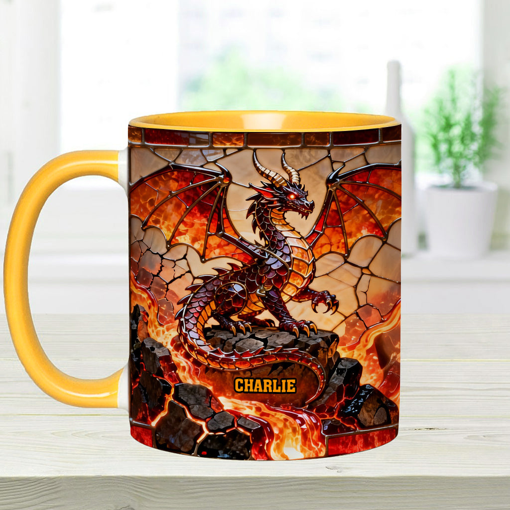 Mug et sous-verre personnalisés avec motif dragon de feu