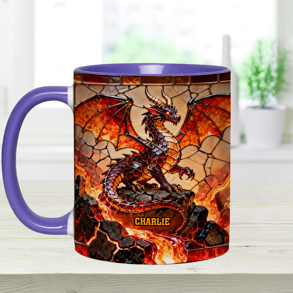 Mug et sous-verre personnalisés avec motif dragon de feu
