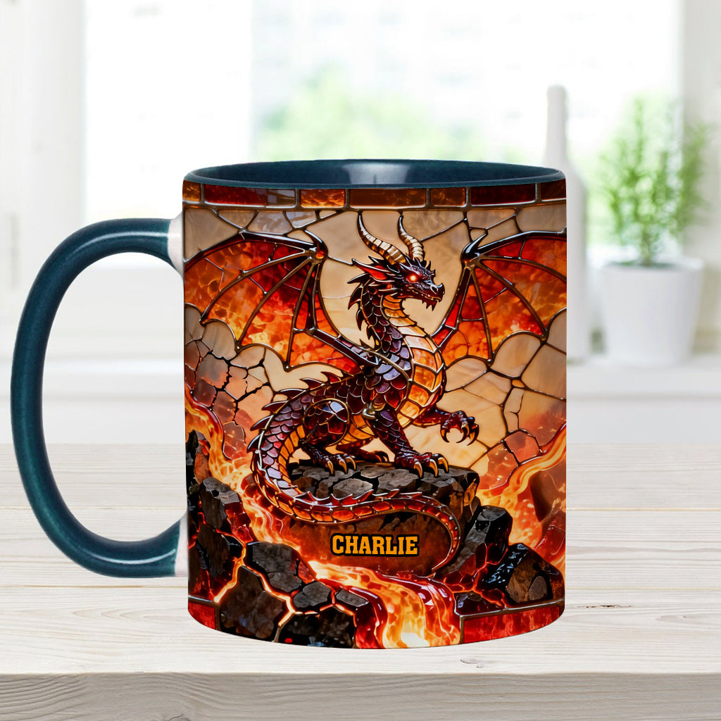 Mug et sous-verre personnalisés avec motif dragon de feu