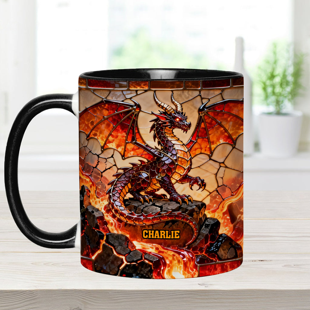 Mug et sous-verre personnalisés avec motif dragon de feu