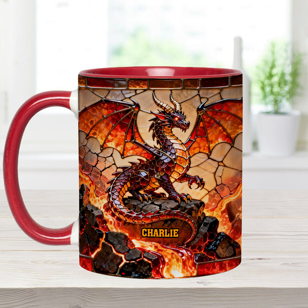 Mug et sous-verre personnalisés avec motif dragon de feu