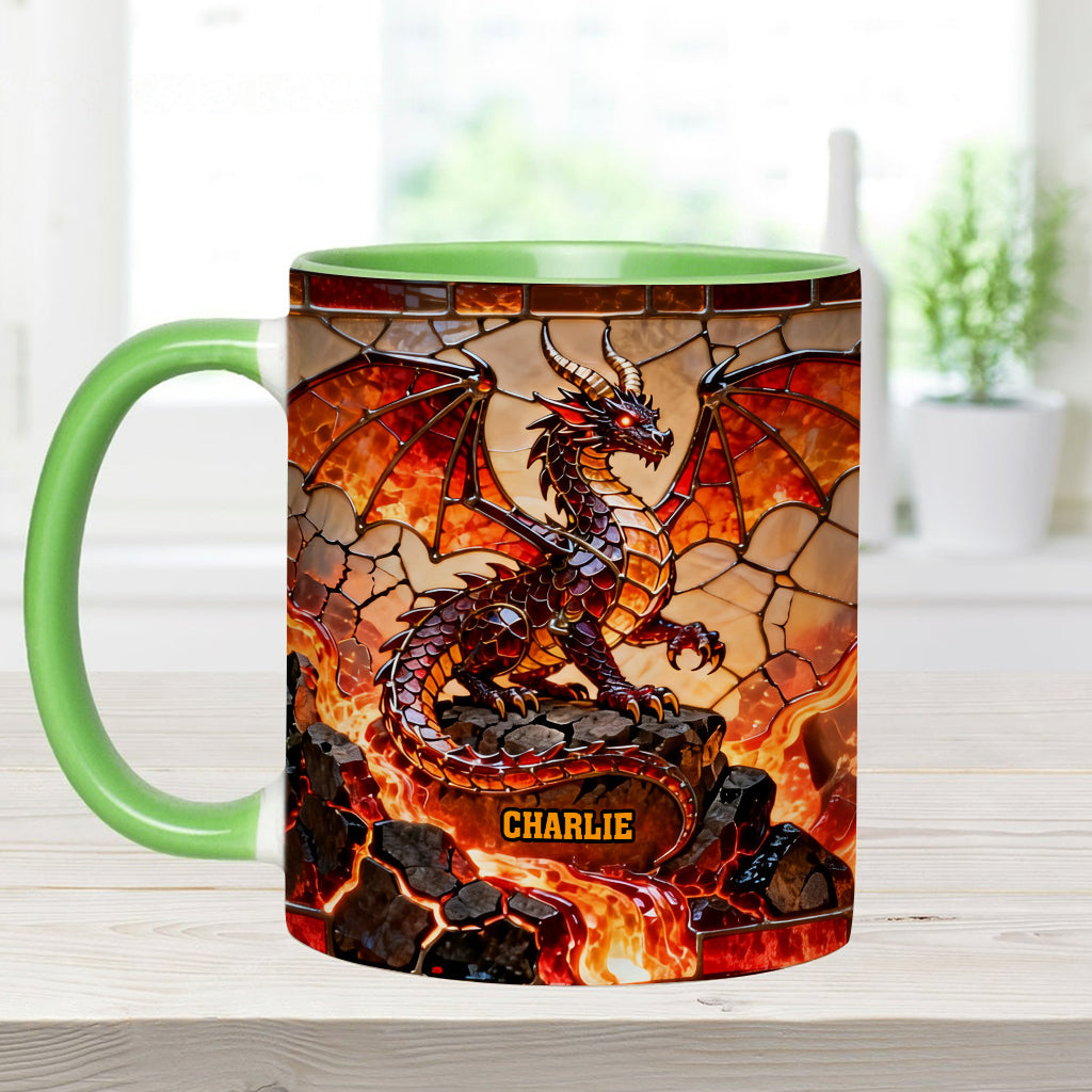 Mug et sous-verre personnalisés avec motif dragon de feu
